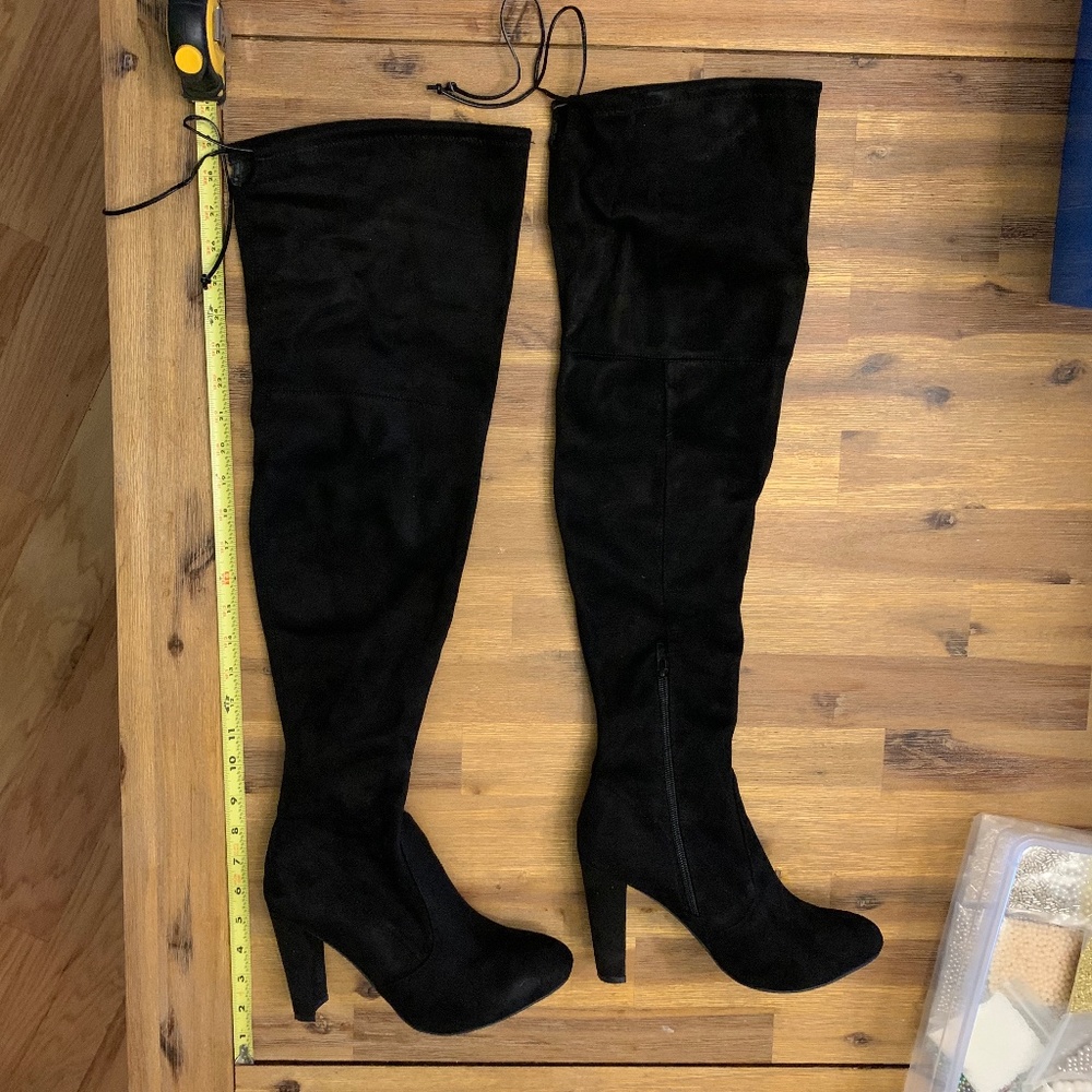 Charlotte Russe Over the Knee Tie Back Heeled Boot
